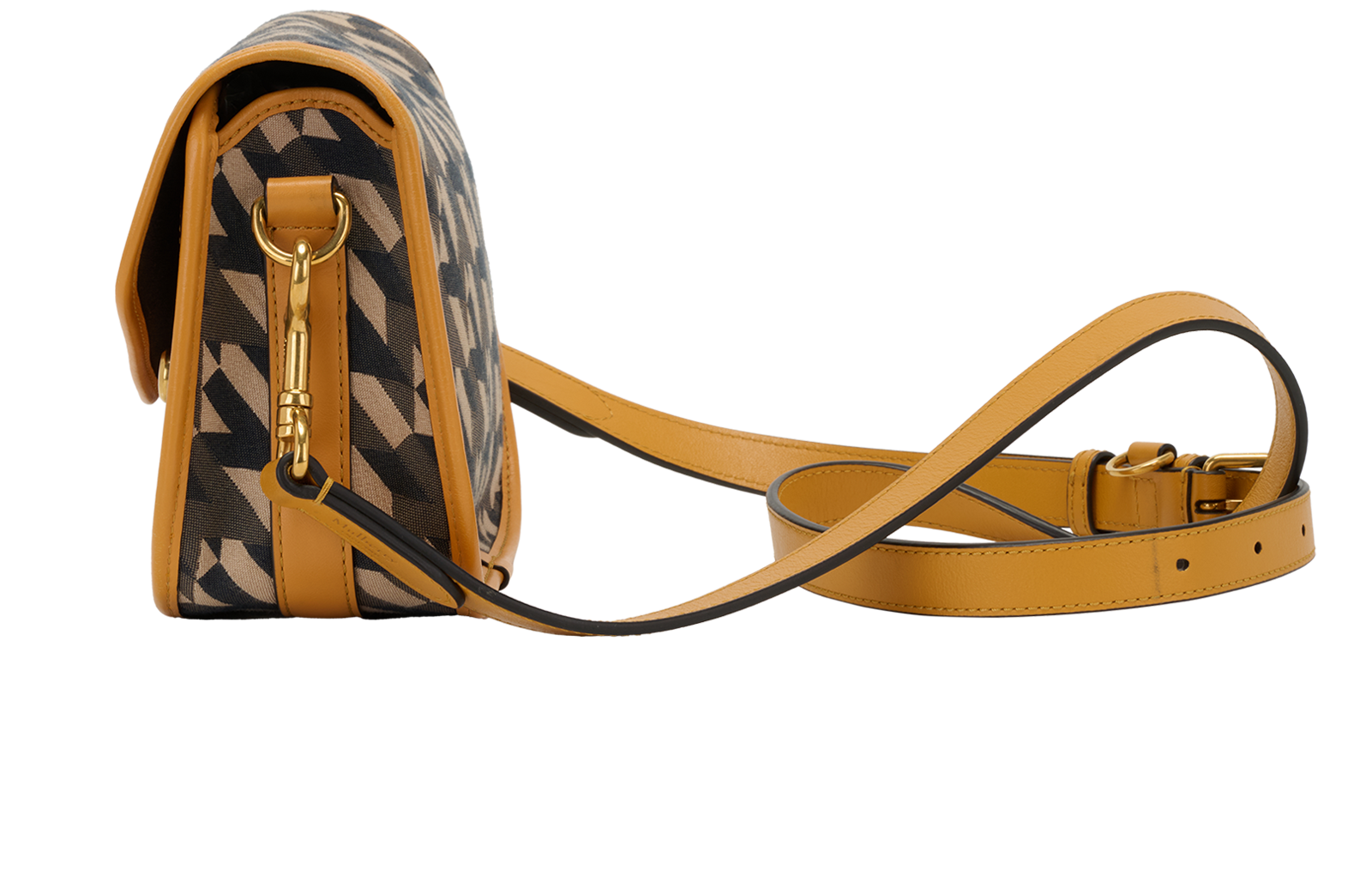 Econyl M Satchel, &pound;320, Handbags, Brown/Yellow, Fabric/Leather, Bottom view